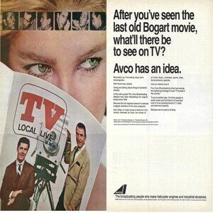 1967 AVCO Broadcasting Stations Live Shows Old Bogart Movie Vtg Print Ad/Poster